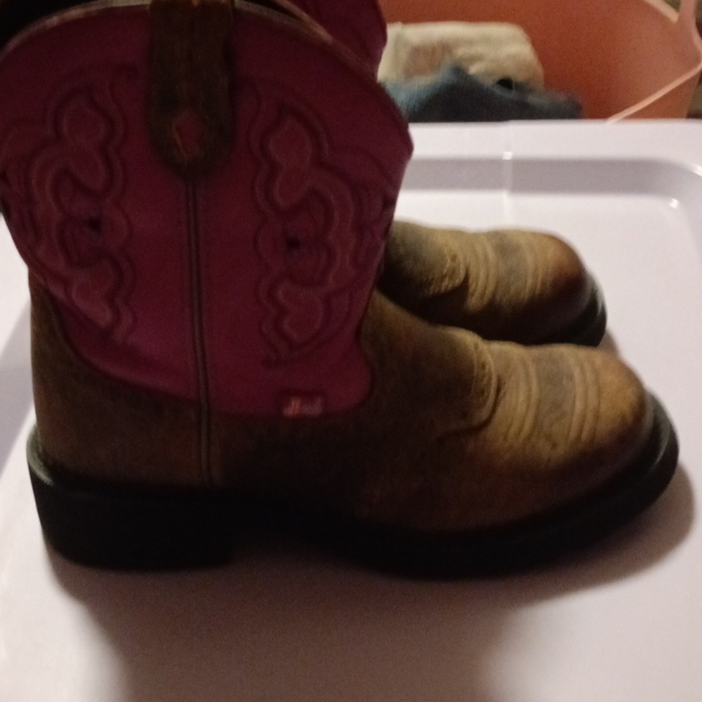 Justin Gypsy Boots Fuschia and Brown Cowboy Boots -8.5M